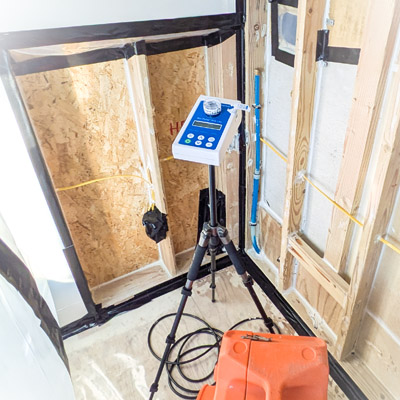 IAQ testing during Post remediation clearance testing.